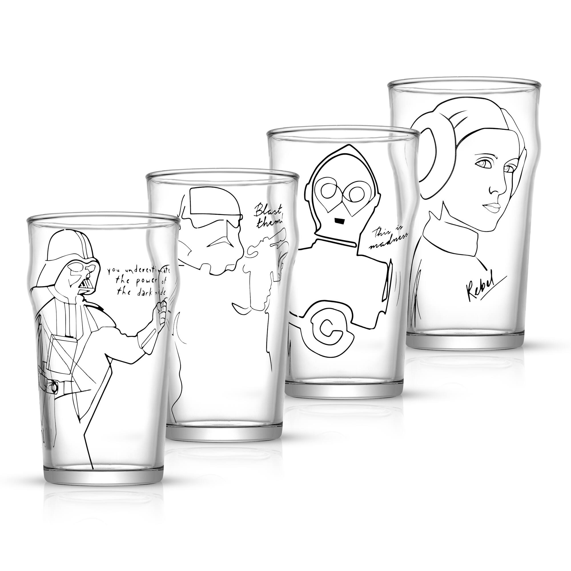 JoyJolt® Star Wars™ 19oz. Striking Sketch Characters Collection Pint Mug Set, 4ct.